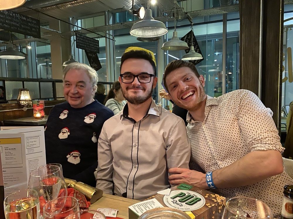 Geoff with the team at Christmas